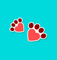 paper sticker on stylish background cat tracks vector image vector image