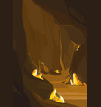 cave with orange crystals vector image