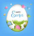 easter poster speech bubble with rabbits vector image