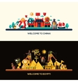 flat design egypt china travel banners set vector image vector image