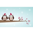 owls christmas branch vector image vector image