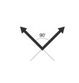 90 degrees angle with arrows stock isolated vector image