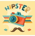 design with photo camera in hipster style vector image