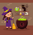 halloween witch sorceress brewing magic potion vector image vector image