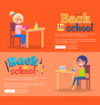 back to school posters set with girl and boy vector image vector image