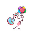 cartoon cute kawaii capricorn with air balloons vector image