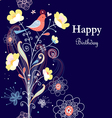greeting card with flowers and bird vector image