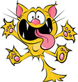 crazy cat cartoon - spitting and scratching vector image