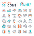 set flat line icons summer vector image