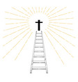 ladder up to christian cross with sun ray vector image