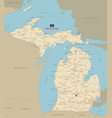 road map of michigan us american federal state vector image