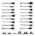 set of silhouettes of halloween brooms and witch vector image vector image