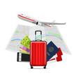 tourism travel banner suitcase map and plane vector image