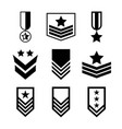 military rank icon set army insignia symbol vector image vector image