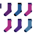 set of socks with space pattern with stars vector image