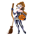 skeleton witch girl vector image