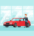 car salesman in dealer showroom new cars sales vector image