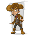 cartoon cool cowboy in leather jacket vector image
