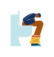 man sitting on the toilet bowl flat vector image