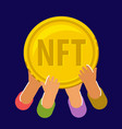 gold coin nft non fungible token business modern vector image