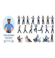 policeman poses cartoon set bearded professional vector image