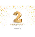 anniversary 2 gold 3d numbers poster template vector image vector image