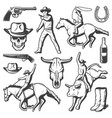 vintage rodeo elements set vector image