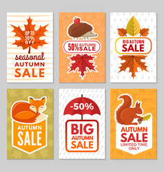 Autumn season sale tag and promotion label set Vector Image