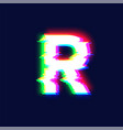 realistic glitch font character r vector image