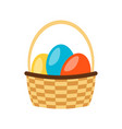 basket with easter eggs vector image