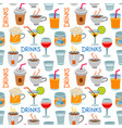 drinks seamless colorful pattern vector image