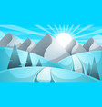 cartoon winter landscape cloud mountain road vector image