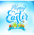 easter eggs on a grass and lettering vector image vector image
