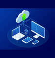 isometric modern cloud technology and networking vector image