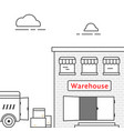 thin line warehouse with delivery vehicle vector image