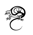 black linear image of a lizard on a white vector image