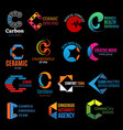 business identity icons with letter c vector image vector image