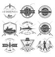 fishing club black white emblems set vector image vector image