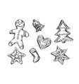 hand sketch of christmas cookies vector image