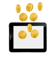 tablet pc with gold coin money concept vector image