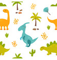 brigt seamless pattern with cute dinos vector image vector image