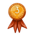 bronze medal with ribbons - third place vector image vector image