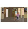 male athletic artist painting on canvas vector image vector image