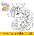 kids coloring cartoon unicorn character vector image