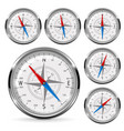 compass set of round gauge with chrome frame vector image vector image