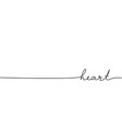 heart word - continuous one line with word vector image vector image