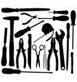 black hand tool pictograms vector image