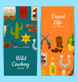 cartoon wild west elements web banner vector image vector image