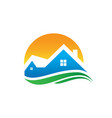 home sunset wave logo image vector image vector image