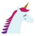 portrait of unicorn side view color on white vector image